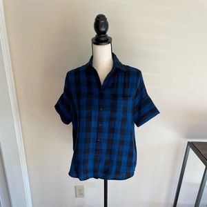J.Crew black and blue checkers style, lose fit.
